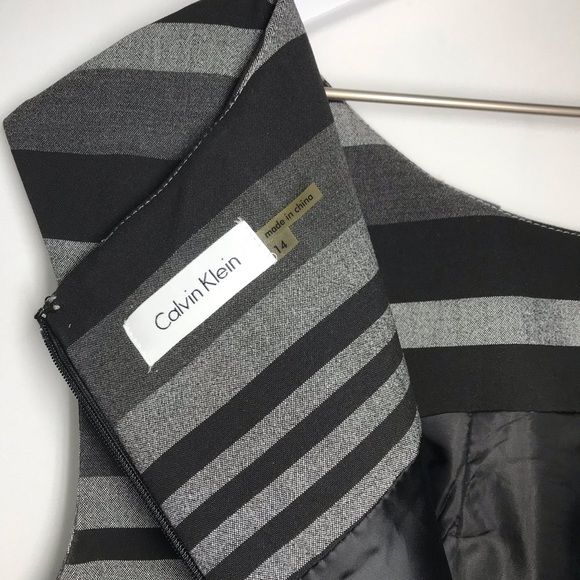 Calvin Klein Black & Grey Striped Cap Sleeve Dress - Picture 13 of 14